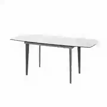 Grey Marble Effect Ceramic/Glass Top Extending Table & Velvet Chairs 120cm